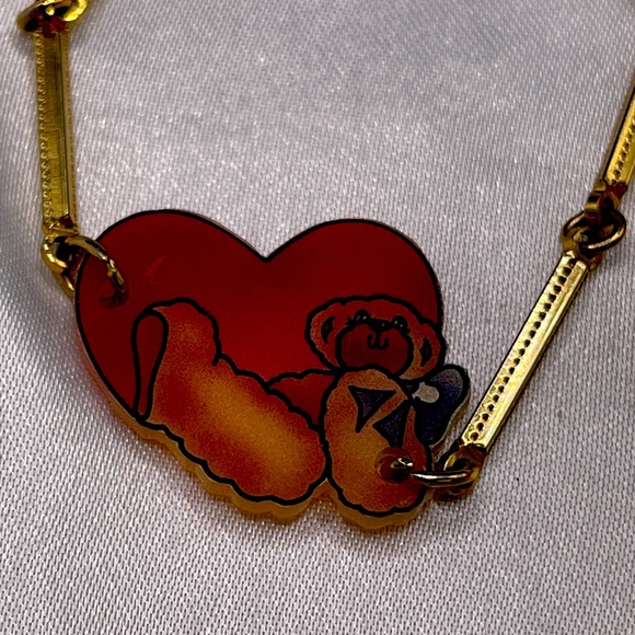 Cute Heart Teddy Bear with Rose Necklace & Bracelet. NWOT. - Picture 4 of 4